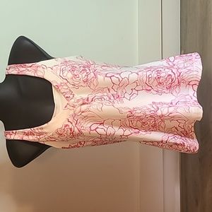 Northface VaporWick White w/ Pink Floral Tank Top with Built-in Shelf Bra Size M